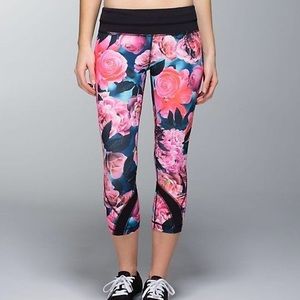 lululemon athletica Floral Pink and Black Leggings
